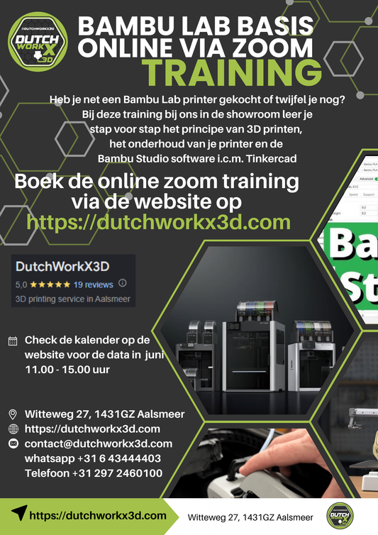 Bambu Lab Basis Training (Online versie via Zoom)
